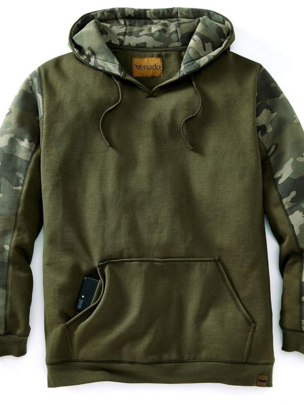 Heavyweight Camo Hoodie V-Neck Opening - Army & Camo | 3XL